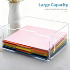 Acrylic File Organizer Box with Handles, Portable Letter Size Hanging File Folder Box, Desktop Filing Organizer for Home, Office - 1 Pack