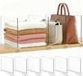 Purse Organizer for Closet Shelf Dividers: 6-Pack Adjustable Clear Acrylic Bag Storage Organizer for Handbags, Sweaters, Towels, Jeans and Shoes on Wood Shelves