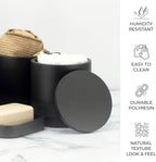 ZCCZ Black Matte Bathroom Accessories Set 6 Pieces - Toothbrush Holder, Lotion Dispenser, Qtip Container, Vanity Tray, Tumbler - Countertop Organizer for Bathrooms - Elegant and Functional Décor Set