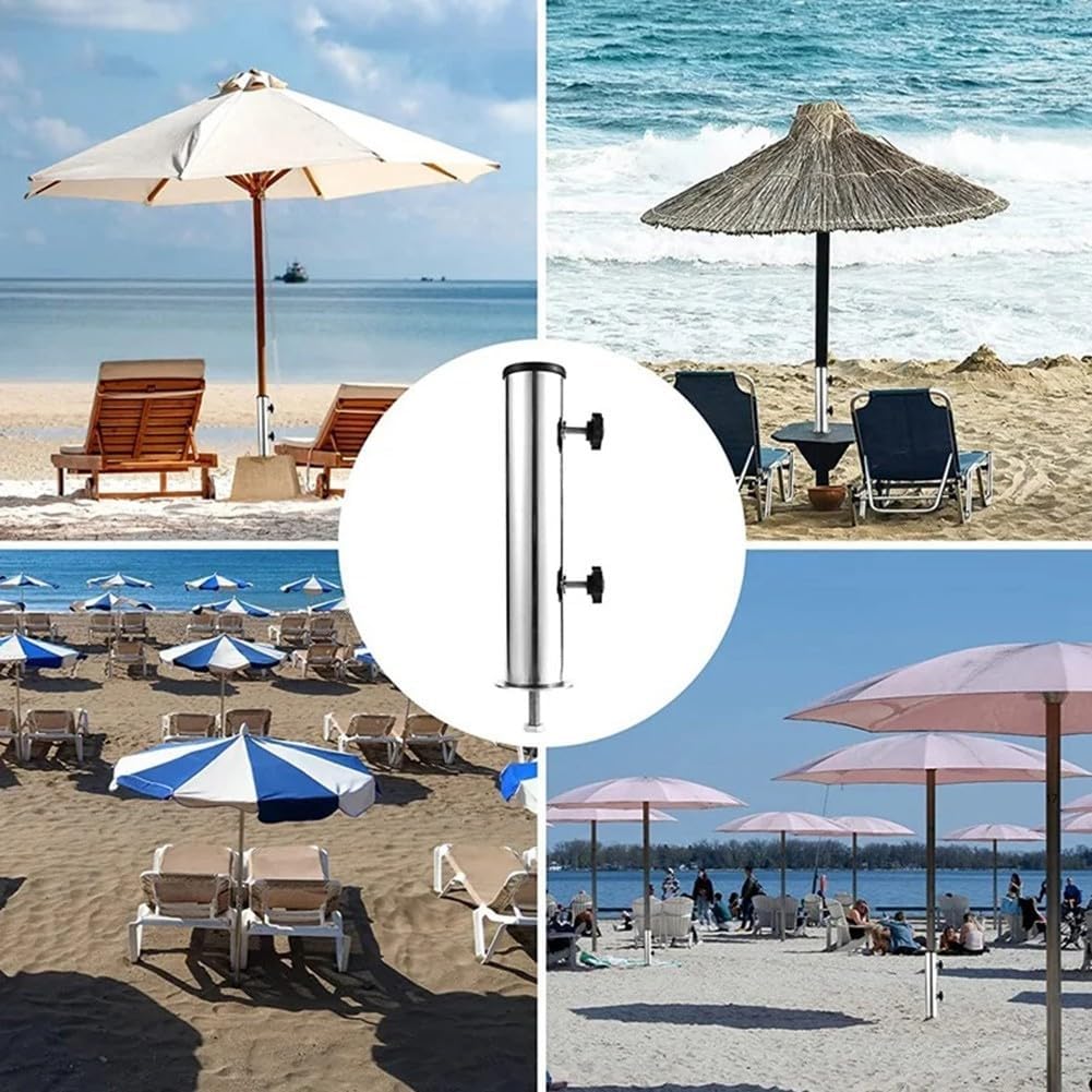 Granite Based Umbrella Stand for Outdoor Stability, Featuring Adjustable PVC Sleeves for Secure Fit