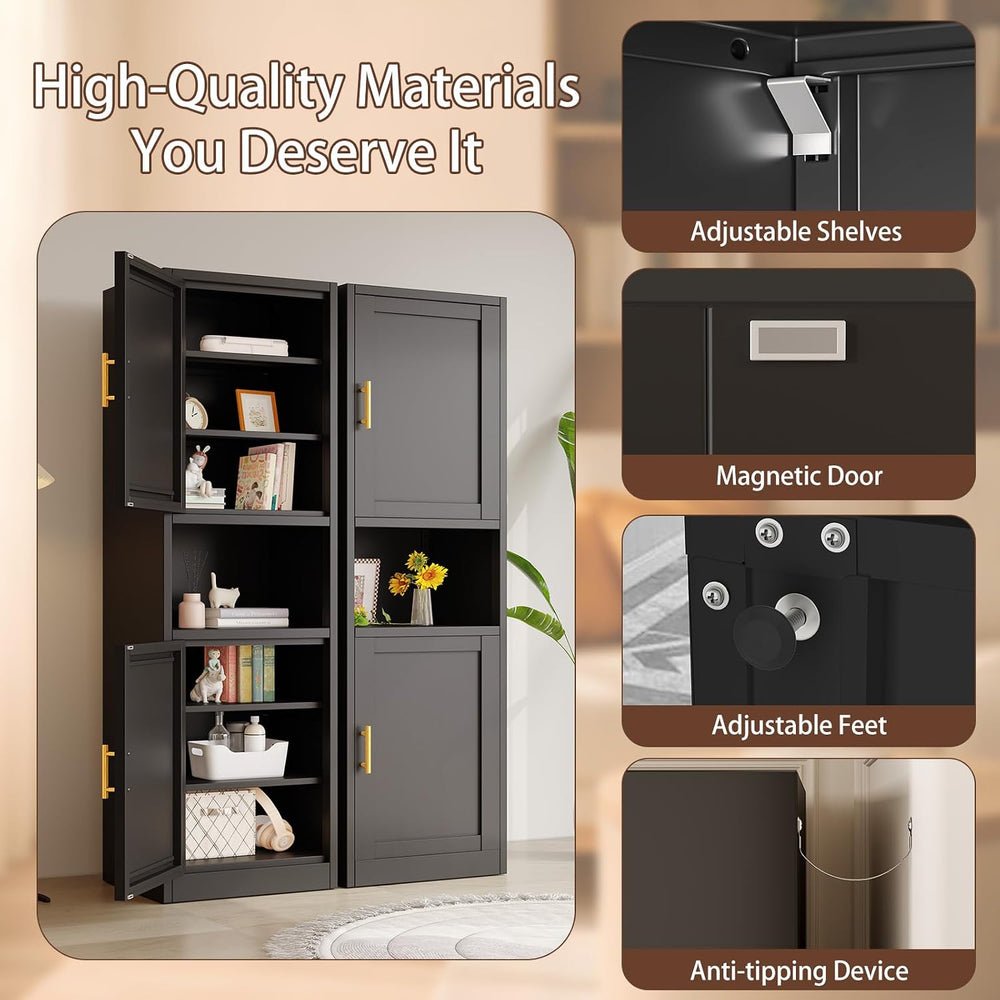 Kitchen Pantry Storage Cabinet,66.9" Tall Metal Storage Cabinet with 2 D...