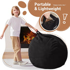 Homguava 2FT Bean Bag Chair,Teardrop Beanbag Chair Bean Bags with Handle | Small Bean Bag with Memory Foam Filled and Ultra Soft Corduroy Cover for Living Room, Bedroom（Black 2FT)