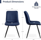 Dining Chairs Set of 5, Modern Dining Chairs with Thick Cushions, PU Leather Upholstered Kitchen Dining Room Chairs with Metal Legs for Dining Living Room (Navy Blue)
