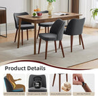 Dining Chair Set of 4, Linen Upholstered Dining Chair with Wood Legs, Wing Backrest, Wooden Kitchen Chair, Kitchen Chairs with Thick Cushions for Dining Room, Living Room, Dark Grey