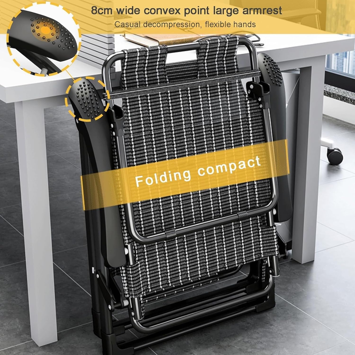 Gravity Indoor Outdoor Chair, Folding Reclining Lounge with Removable Gray Cushion and Headrest,