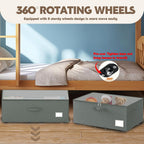 Under Bed Storage with Wheels, 2-Pack Under Bed Storage Containers, No Assemble Required 10 inches Height, Rolling underbed storage Drawers, Underbed Storage Bins for Shoes, Clothes, Blankets, Toys