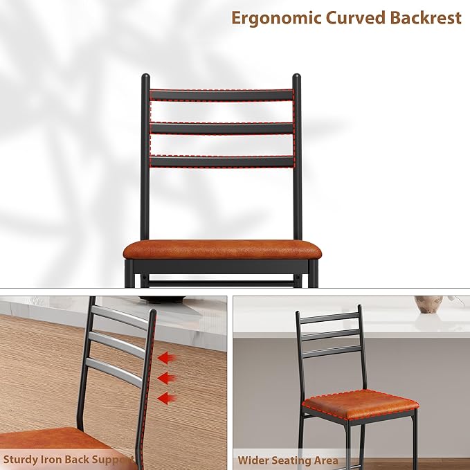 GarveeHome Bar Stools Set of 4, Counter Height Bar Chairs with Back and Thick Cushion, Upholstered Dining Chairs with Padded Seat, Barstools for Kitchen Island, Bar, Dining Room, Retro Brown