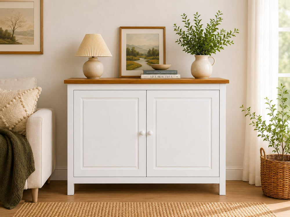 From the Tree Furniture 44" Wide White & Pine Top Solid Pine Shaker ...
