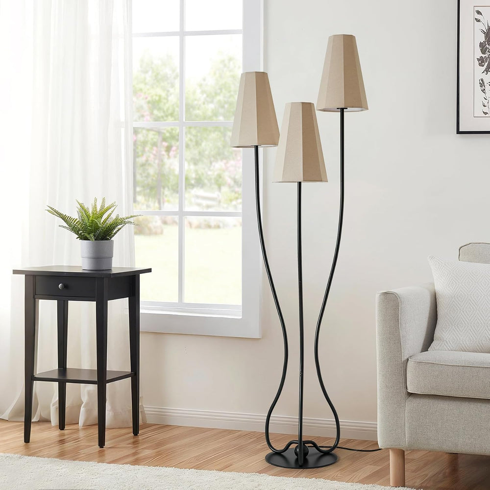 ZenGlimmer Artistic Vintage Floor Lamp, 3-Light Standing Lamps with Sculptura...