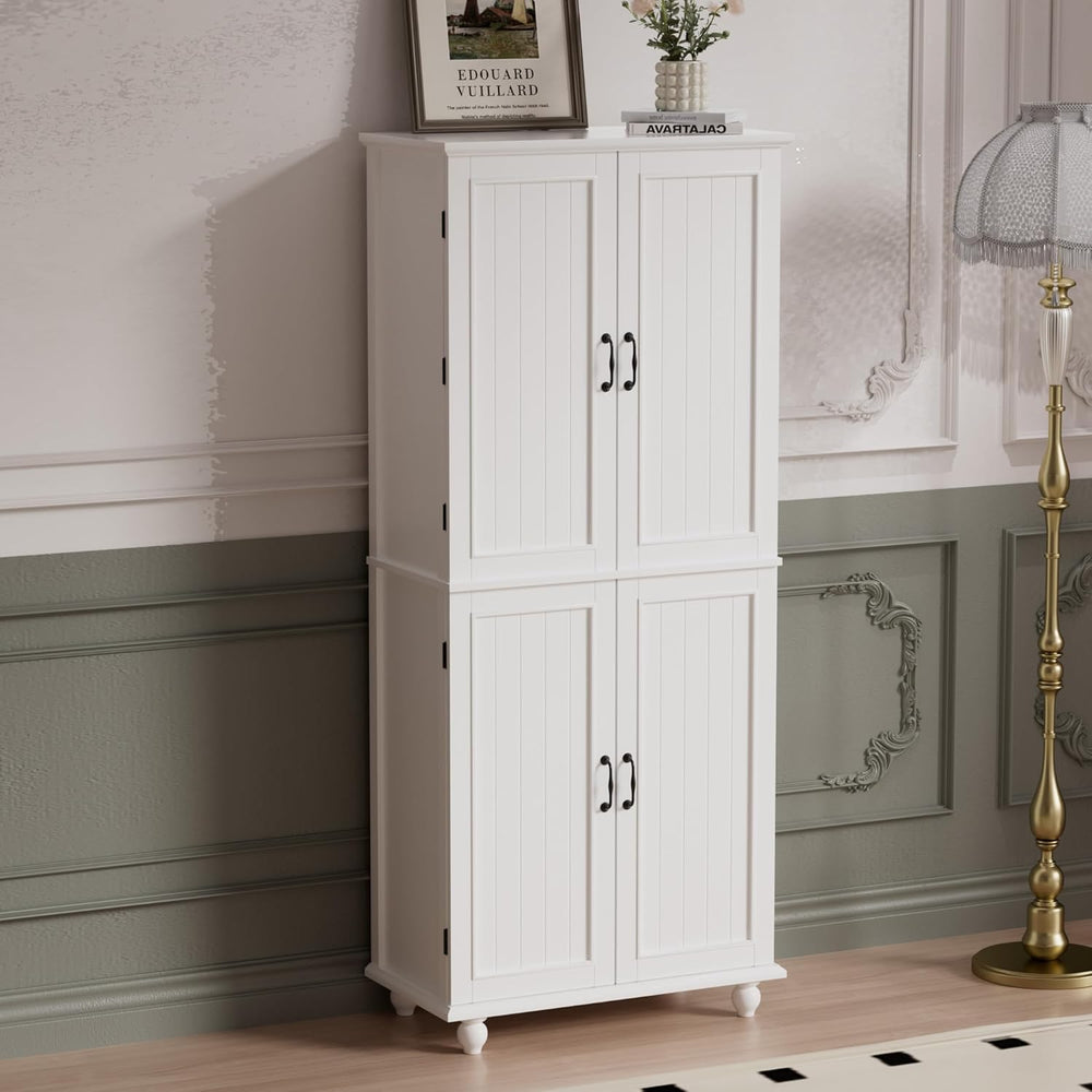 Scurrty Kitchen Pantry Cabinet, 69'' Pantry Storage Cabinet with 4 Do...