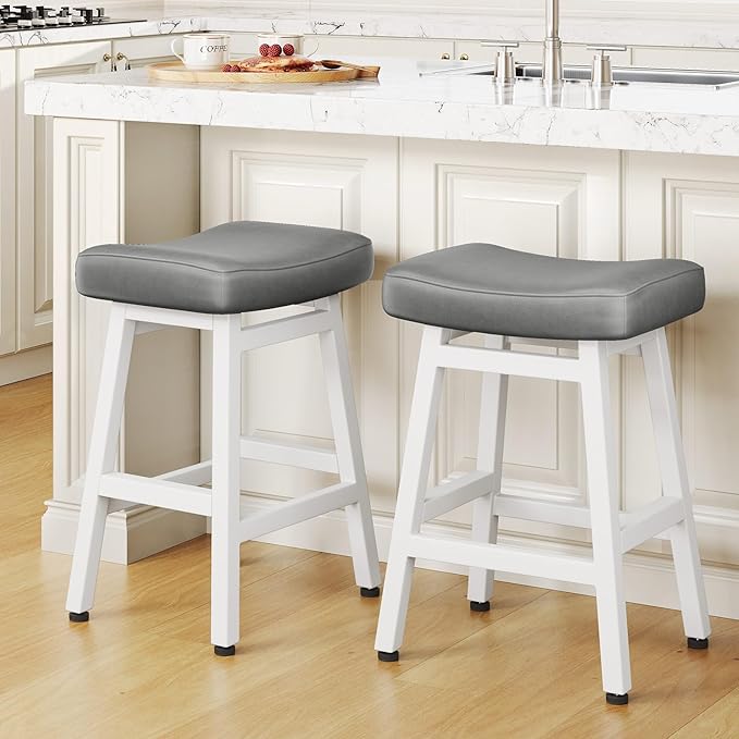 Counter Height Bar Stools Set of 2, 24 Inch Barstools for Kitchen Counter, Ki...