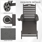 WACASA HDPE Pool Lounge Chairs with Wheels & Cup Holder, 6-Position Adjustable Outdoor Lounge Chair, Easy 20-Min Assembly, 450LBS Bearing, Patio Lounger Recliner for Poolside, Deck, Backyard (Grey)