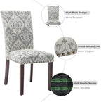 COLAMY 5-Piece Extendable Dining Table Set for 4, 36" Kitchen Round Wood Table with 4 Nailhead Dining Room Chairs,Light Brown/White&Grey Flower