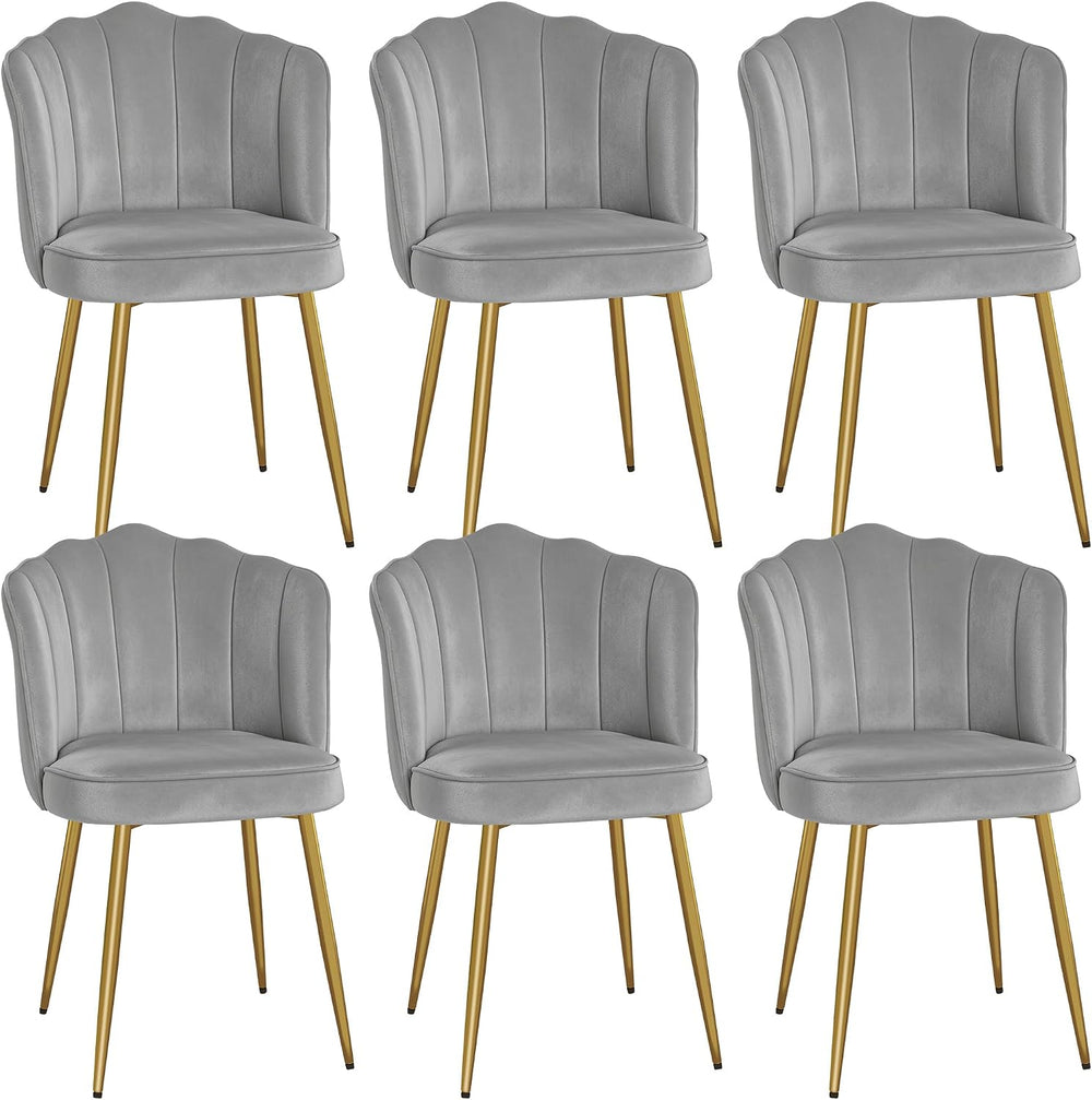 VECELO Velvet Dining Chairs Set of 6, Modern Upholstered Kitchen Chairs with ...