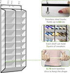 KEEPJOY 20-30 Pairs Over the Door Shoe Organizer, Mesh Hanging Shoe Rack for Door Storage with 20 Wide Deep Pockets,10-Tier White Door Shoe Holder Fits Sneakers, Boots.