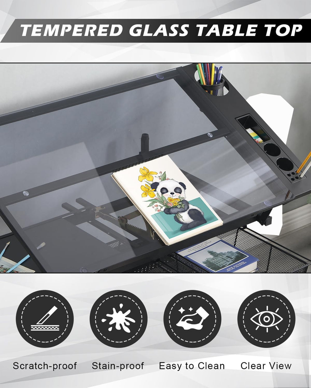 Adjustable Drafting Table for Artists - Drawing Table with Storage for Artwor...