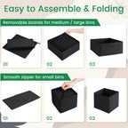 Criusia 16 Pack Underwear Drawer Organizer, Drawer Organizer Clothes, Foldable Cloth Storage Box Closet Dresser Drawer Divider Organizer for Clothes, Scarves (Black)