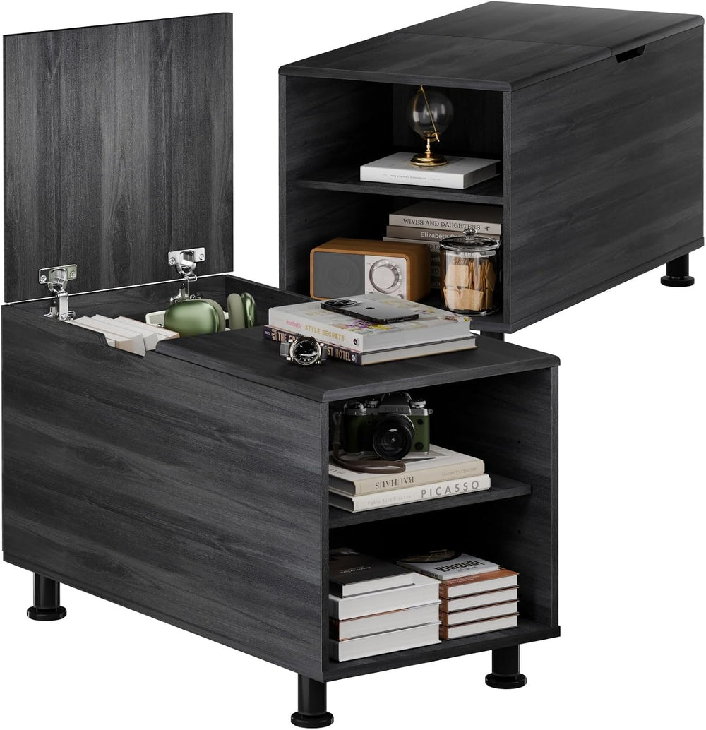 Rreyet End Table with 2 Open Storage Space & 15" Large Cube Storage,...