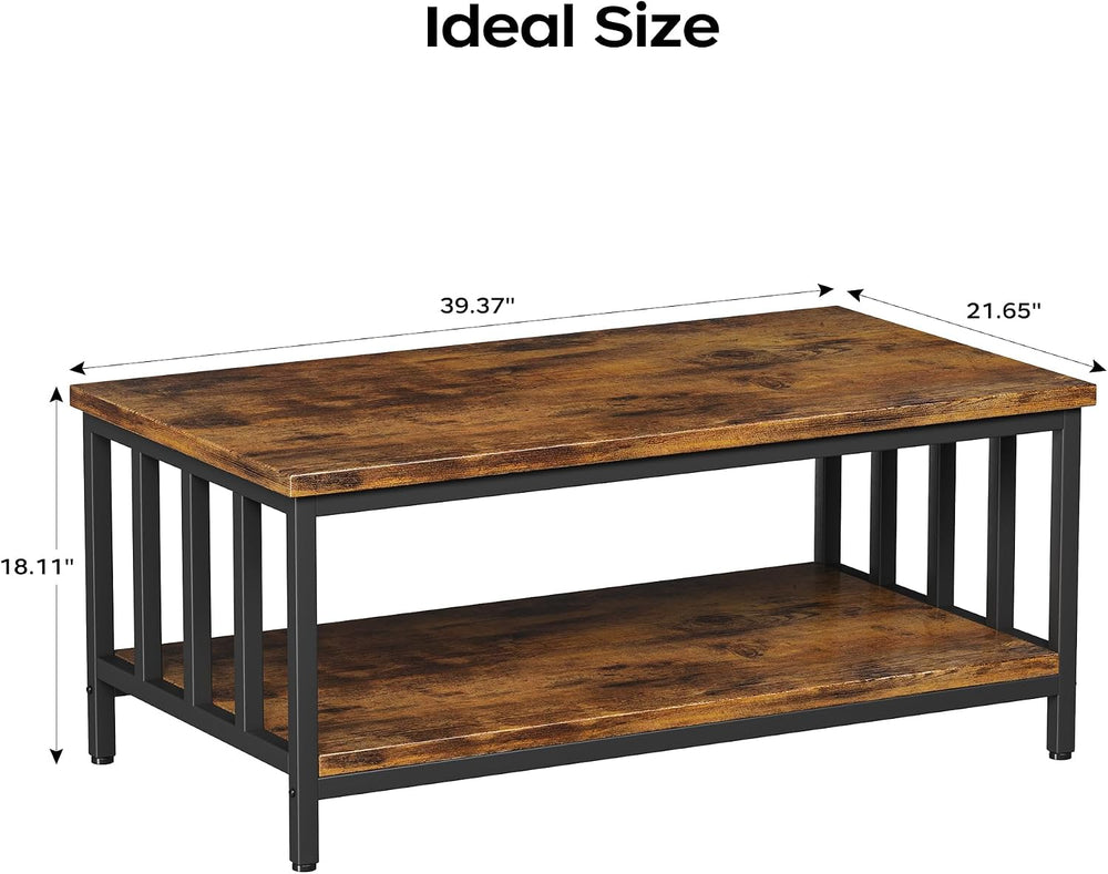 Homeiju Coffee Table for Living Room, Farmhouse Living Room Table with Slatte...