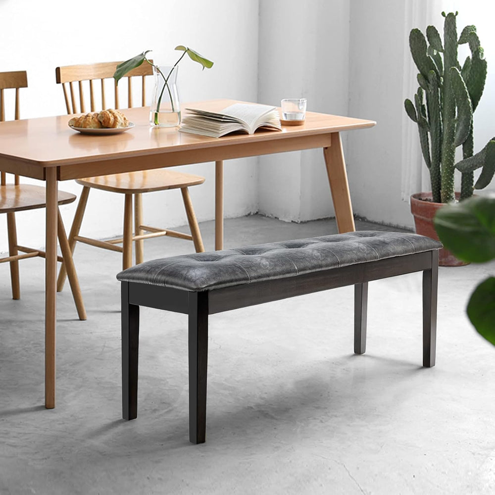 TANGZON 116cm/45Inches PU Leather Padded Dining Bench, Rubber Wood Legs Uphol...