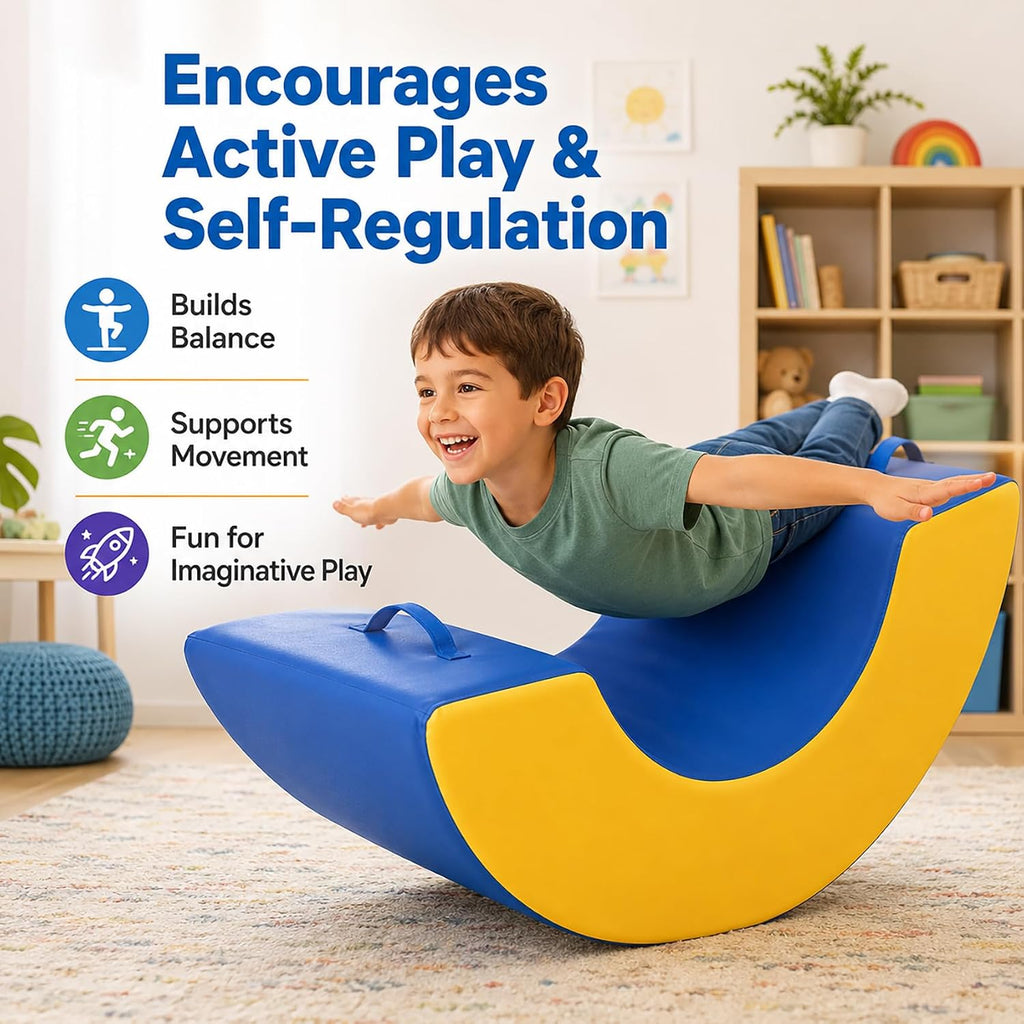 Sensory Rocking Chair with Waterproof PU Cover | High-Density Foam Portable Sensory Chair for Kids, Classroom Rocker for Focus & Engagement, Handle Design