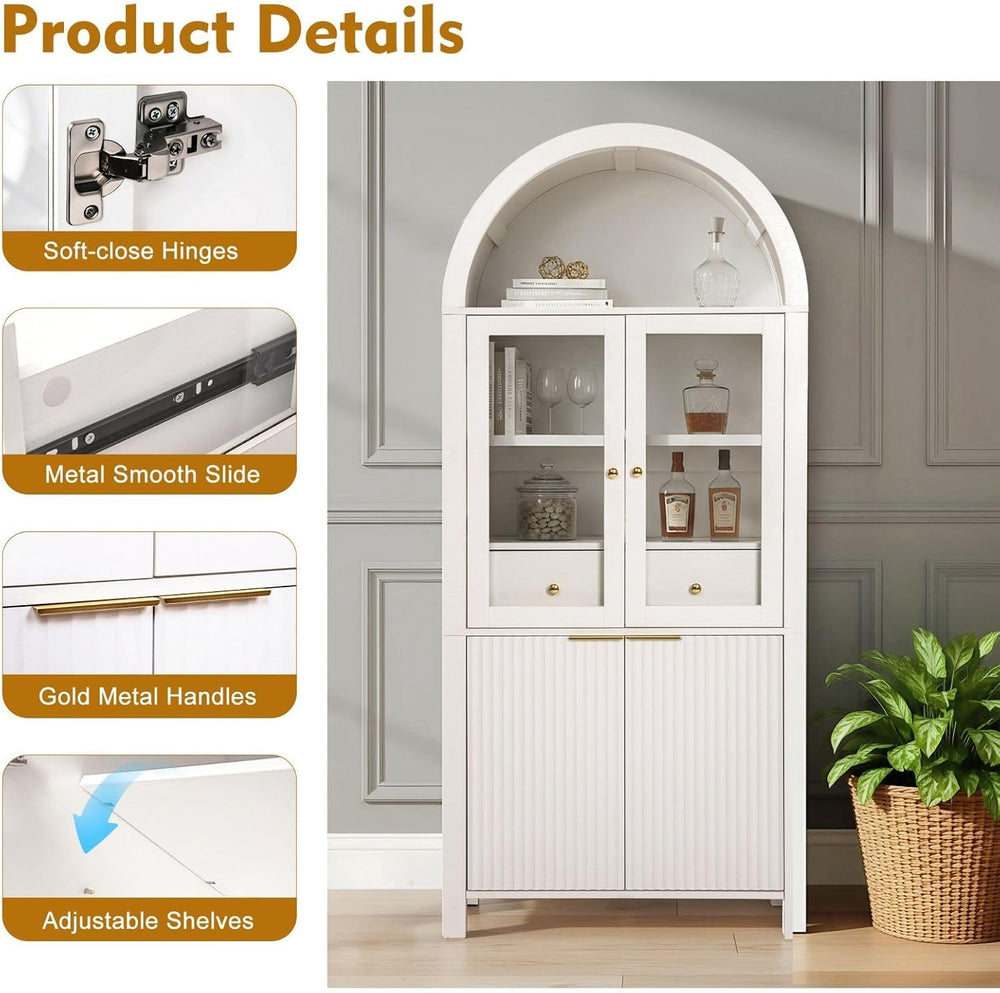 71" Tall Arched Pantry Cabinet with Adjustable Shelves, Kitchen Storage ...