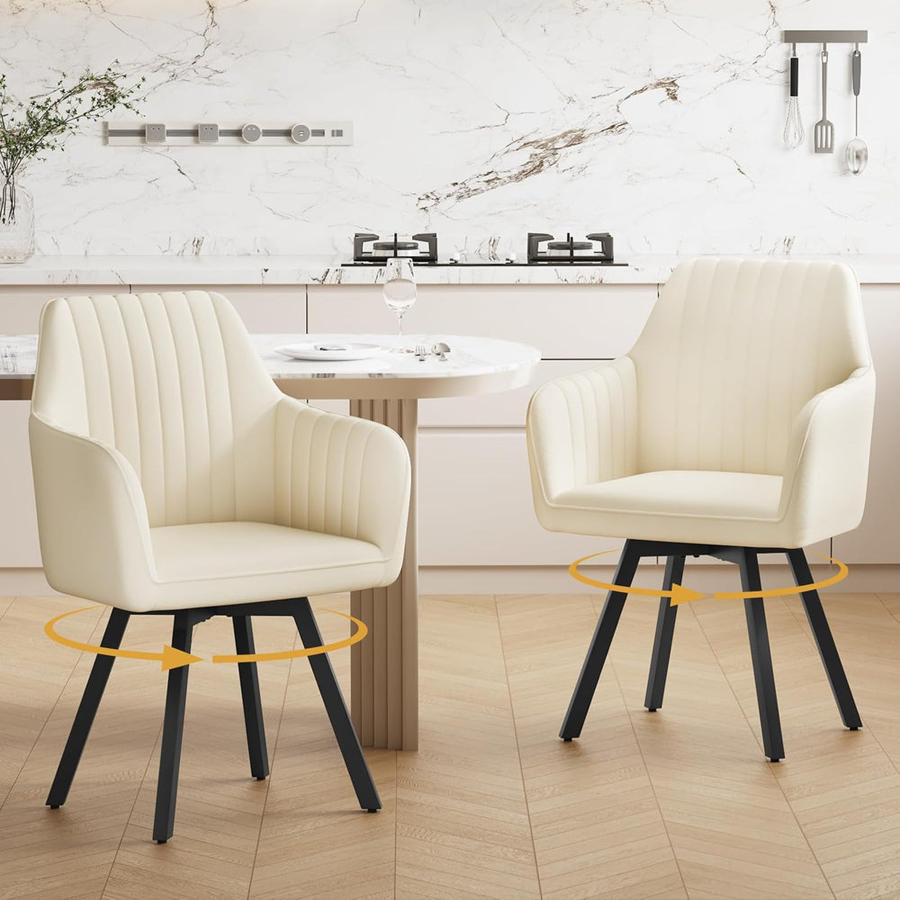 Furniliving Swivel Dining Chairs Set of 2, 360° Swivel Dining Room Chairs wit...