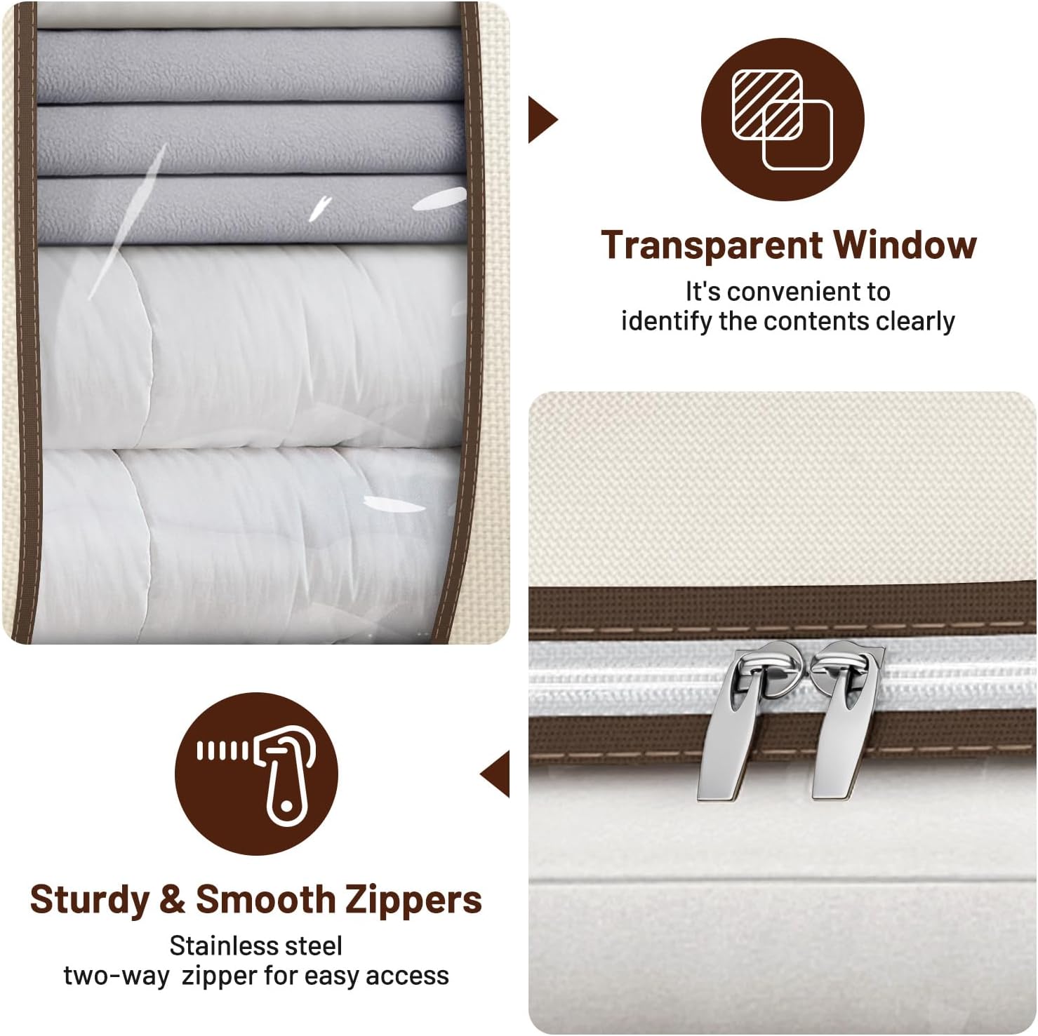 SLEEPING LAMB 170L Huge Blanket Storage Bag, Sturdy Oxford Fabric Comforter Storage Bag with Handles and Window, Foldable Bedding Container Organizer for King-size Duvets, Sheets, Pillows, Clothes