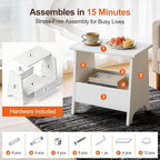 King Oasis Small Storage Stool with Flat Top, 15.7" Modern Footstool Ottoman for Living Room & Bedroom, Narrow Shoe Bench/Side Table for Entryway, Bathroom, Bedroom and Small Spaces, White