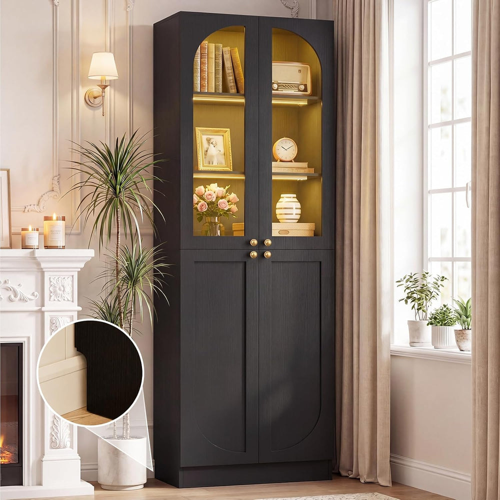 Cyclysio 80" Kitchen Pantry with 3 Motion Sensor Lights, Tall Arch Stora...