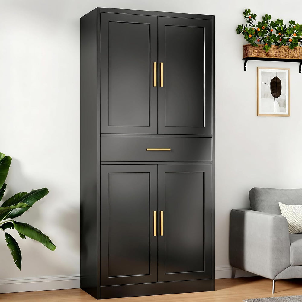 Metal Cabinet, 71” Garage Storage Cabinet with Doors and Adjustable Shelves (...