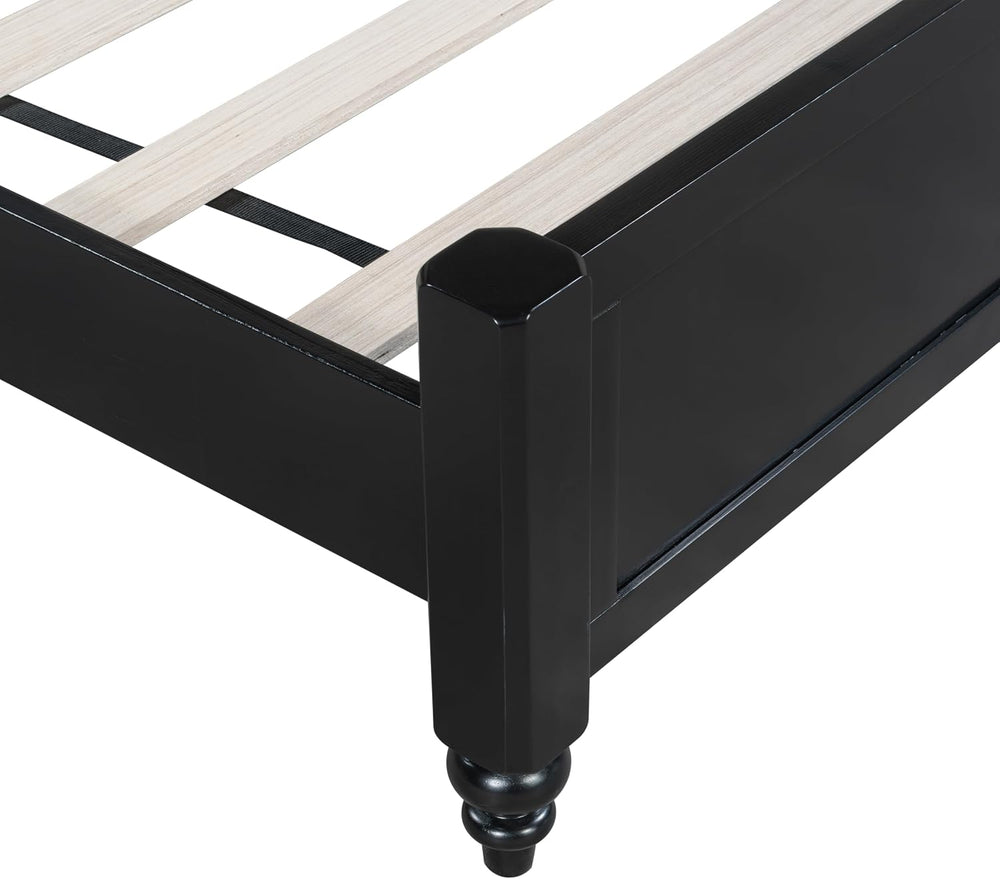 LUMISOL King Size Platform Bed Frame with Velvet Headboard, Solid Wood Bedfra...