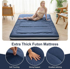 Japanese Floor Mattress, 4" Japanese Futon Mattress, Foldable & Portable Shiki Futon (shikibuton), Roll Up Thicken Sleeping Tatami Mat Sleeping Pad for Camping (Navy Blue, 39 x 80)