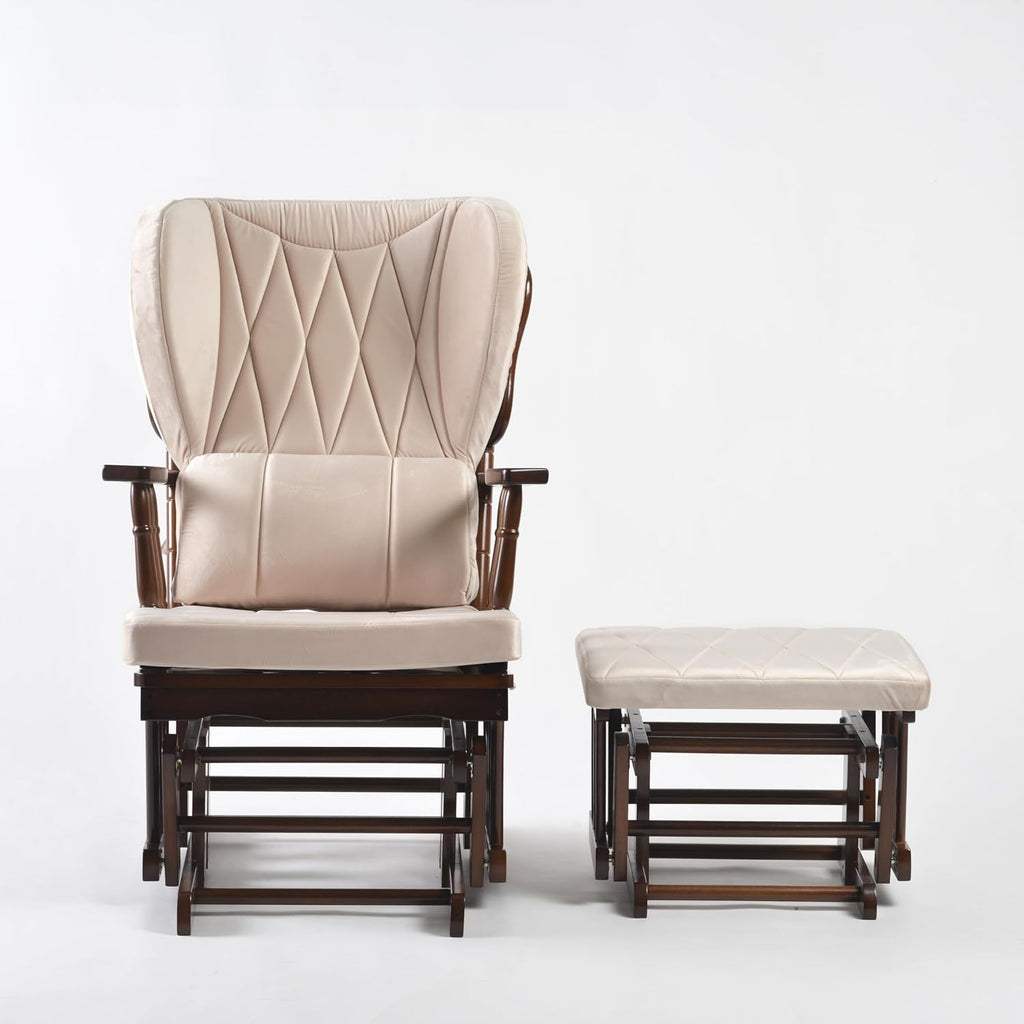 Comfort Deluxe Glider Chair and Ottoman Set (Cream)