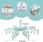 Foldable Drying Rack with 24 Clips for Drying Socks Lingerie Baby Clothes Drying Towels Rotatable Sock Drying Rack