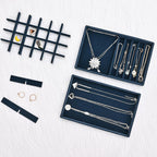 ProCase Stackable Jewelry Organizer Trays for Drawers, Jewelry Drawer Inserts Container Display Case Storage for Earring Necklace Rings Bracelet with Removable Dividers -Darkblue, 4 Layers