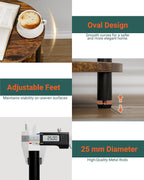 Small Round Side Table - 3-Tier Oval Accent Table for Small Spaces, Rustic Wood and Metal Nightstand for Living Room or Bedroom, with Built-in USB Ports and Power Outlet, Rustic Brown