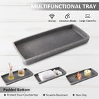 Resin 6 Pcs Gray Bathroom Set Complete with Toothbrush Holder, Lotion Soap Dispenser, 2 Qtip Holder Dispensers,Vanity Tray,Bathroom Tumbler - Countertop Vanity Organizer - Bathroom Accessories Set
