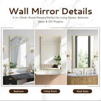 Bathroom Mirror 24"x36", Gold Vanity Mirror with Brushed Metal Frame & Tempered Glass, Rectangle Wall Mirror Mounted, Rust-Resistant for Bedroom, Entryway and Living Room Decor