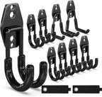 3-H Garage Wall Hooks 10 Pack, Garage Hooks Heavy Duty with Extra Welding Spots, Wall Storage Organizer for Hanging for Garden, Lawn, Yard (Black)