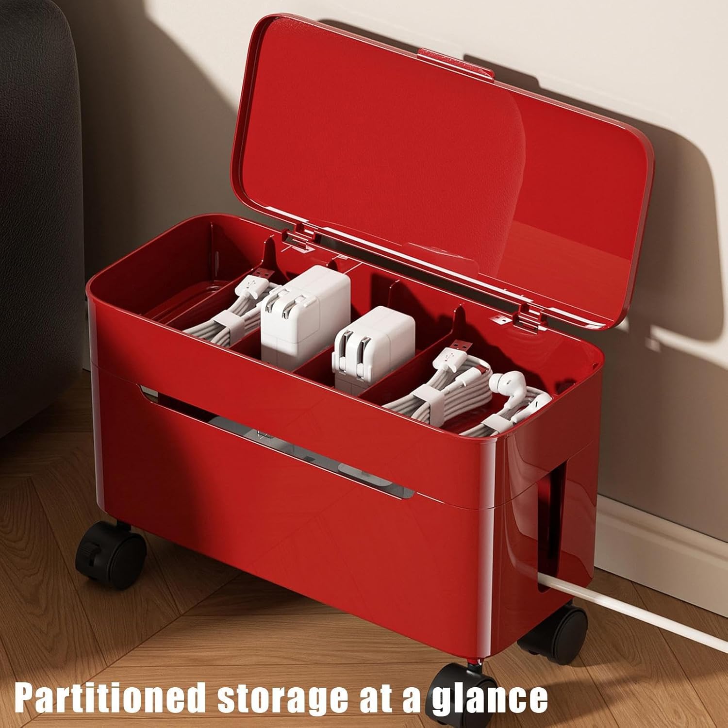Socket Storage Rack, Compact & Space-Saving, 32.5x15.5x17.5cm, Wire Storage Container, Cable Management Box, Stylish & Functional, for Home, Office, Dorm, Gaming, TV Stand, Desk, Computer