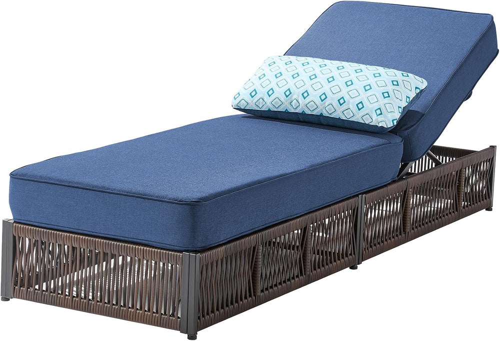 Luxury Outdoor Chaise Lounge with 5 Inch Thickened Cushions - 1 Set High Back...