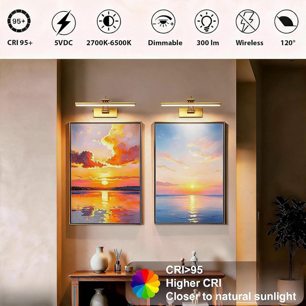 Yuichoy 4 Pack Picture Light Battery Operated for Wall, 12" Wireless Art...