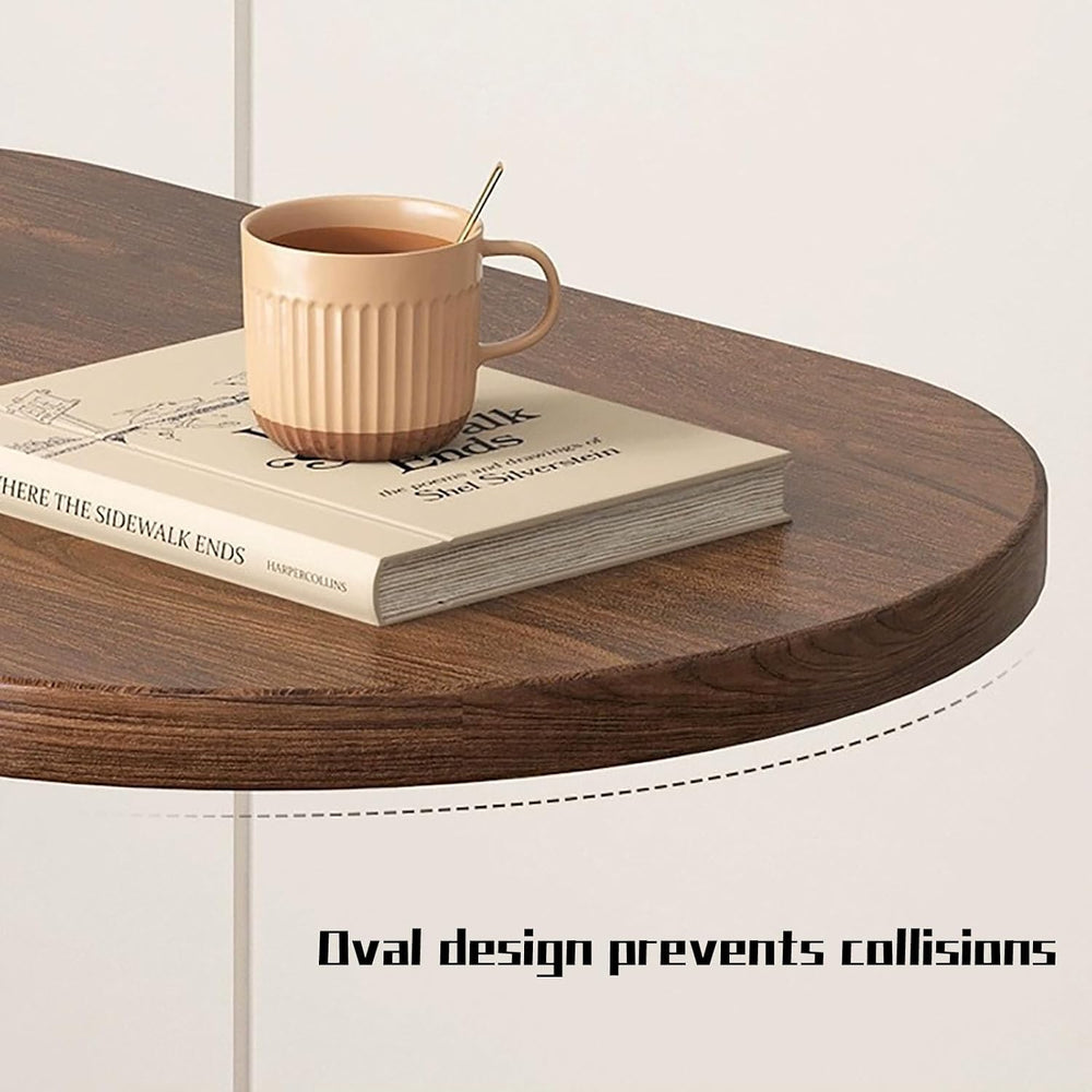 TY&WJ Small Side Table End Table,C Shaped Oval Coffee Table Wooden TV Tra...