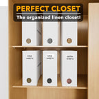 SpaceAid 6 Pack Bed Sheet Organizers and Storage, Foldable Sheet Organizer for Linen Closet, Sheets Set Folder Keeper with Window XL (Queen & King Size) Bedding Container, (White, 6 Pack)