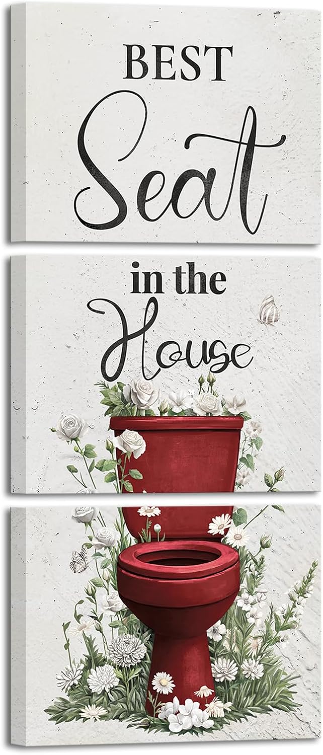 sechars Best Seat in the House Wall Art Funny Bathroom Signs Pictures Paintin...
