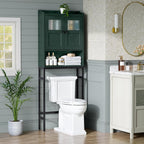 Over The Toilet Storage, Bathroom Over The Toilet Organizer, Above Toilet Storage with Double Doors and Soft Hinges Over Toilet Storage Shelf Over The Toilet Storage Cabinet (Forest Green)