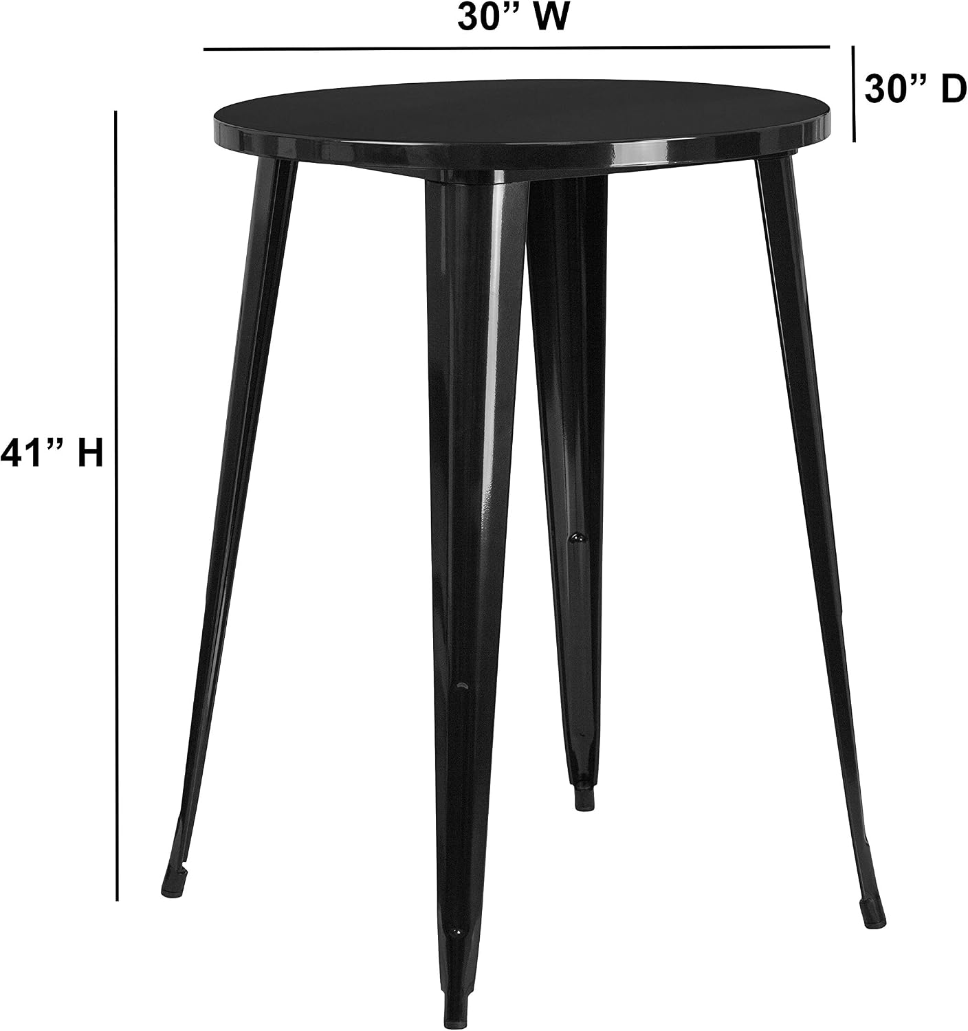 Flash Furniture Philip Commercial Grade 30" Round Black Metal Indoor-Outdoor Bar Height Table