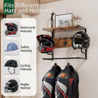 Motorcycle Helmet Holder Wall Mounted, Helmet Rack Wall Mount with Helmet Rack, 4 Glove Chips and 4 hooks, Rustic Helmets Holder and Motorcycle Helmets Racks for Most of Helmet and Clothes