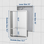 Stainless Steel Shower Niche 18" X 12", No Tile Needed Wall Niche Double Shelves, Recessed Shower Shelf for Bathroom Storage, Brushed Nickel